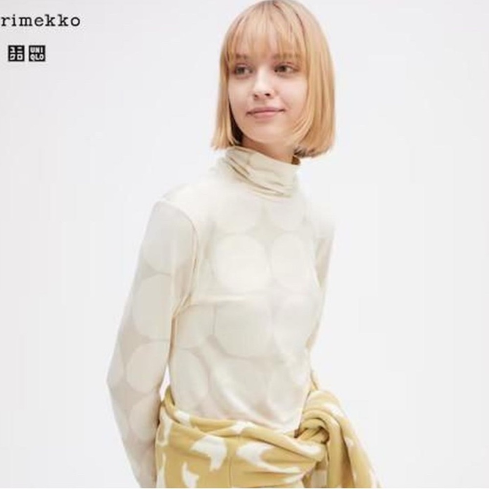 Marimekko x Uniqlo Cream Geometric Turtleneck NWOT